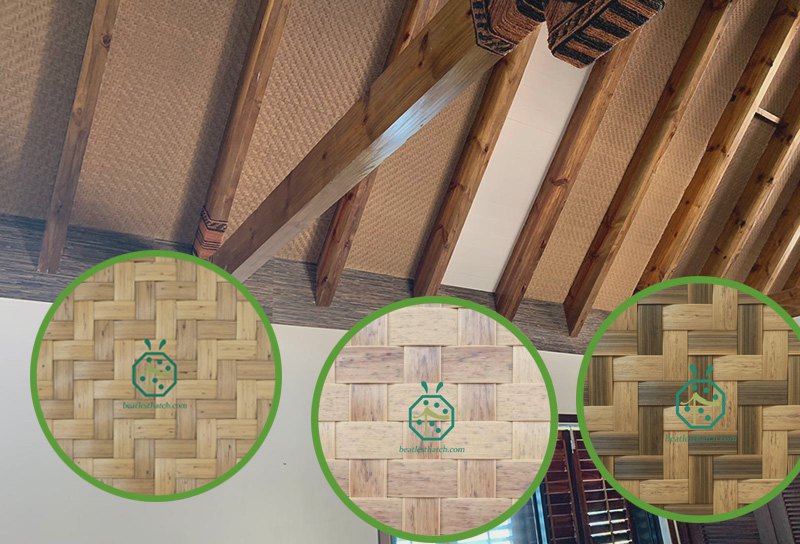 Tapete tecido de bambu sintético para decoração de teto ou parede de hotel de resort de praia