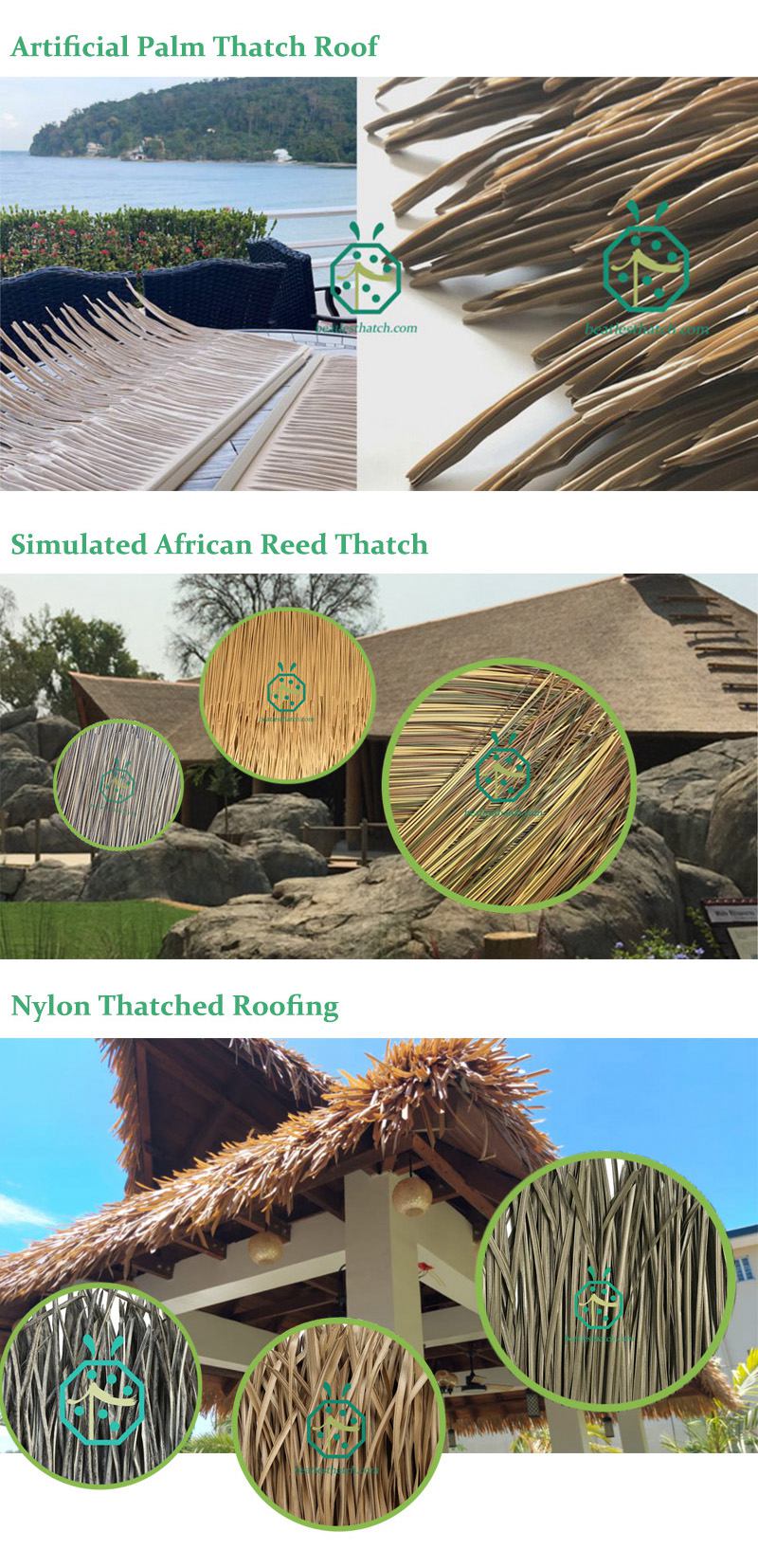 synthetic nylon thatch for gazebo roof covering