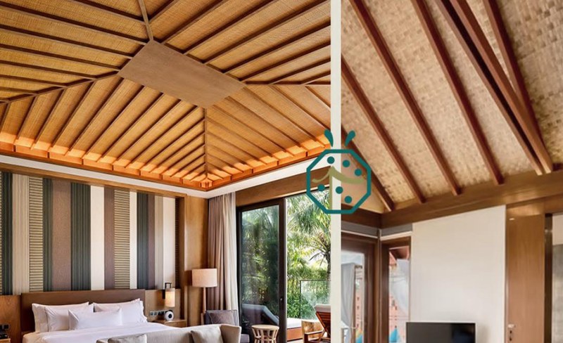 Villa or luxury hotel guest room plastic bamboo weaving ceiling