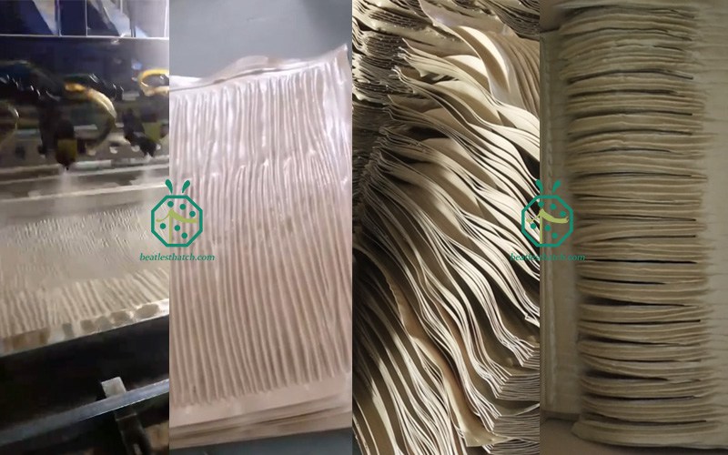 Fabricação e embalagem de materiais de telhado de palha de palmeira artificial