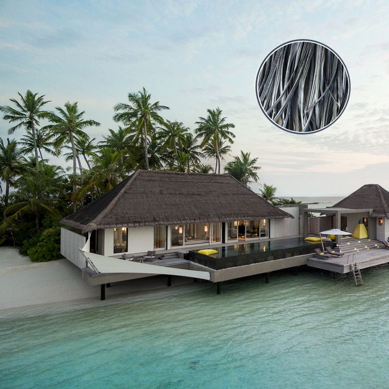 Casa de campo coberta com telhado de palha artificial Maldivas para quarto de hóspedes
