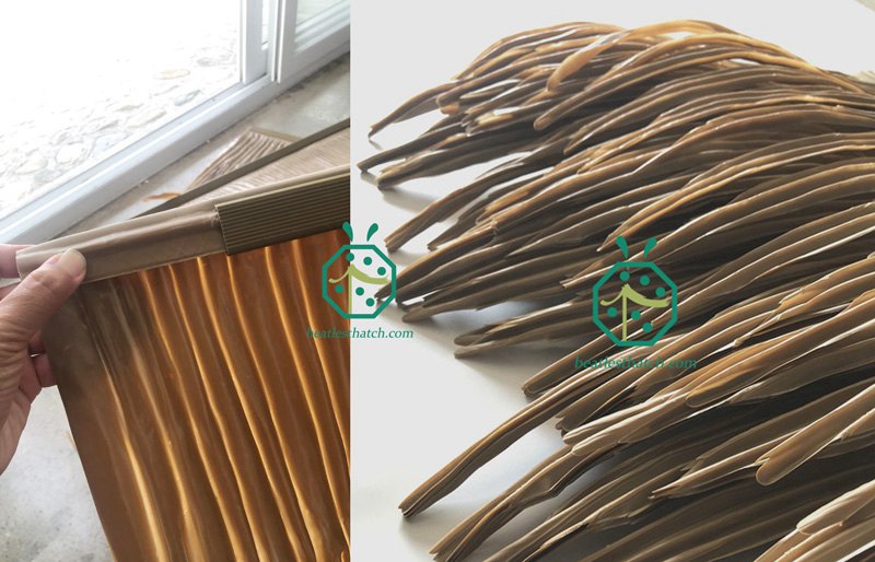 Synthetic palm thatch roof covering