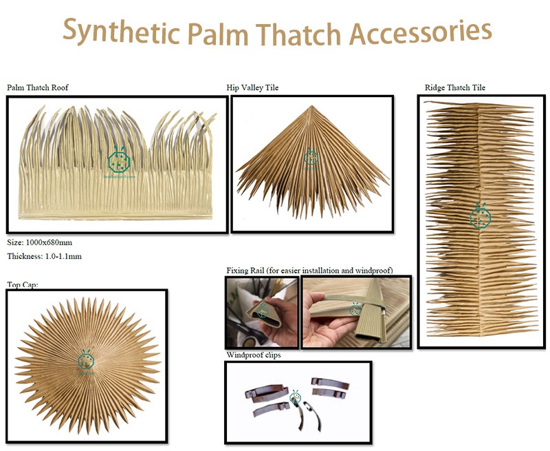 Full accessories artificial palm leaf thatch roofing solution for nipa bahay kubo in Luzon Island, Philippines