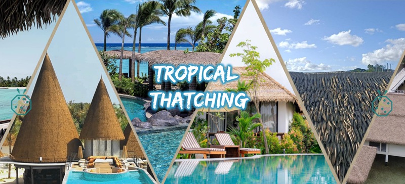 Synthetic thatched roofing pavilion structure