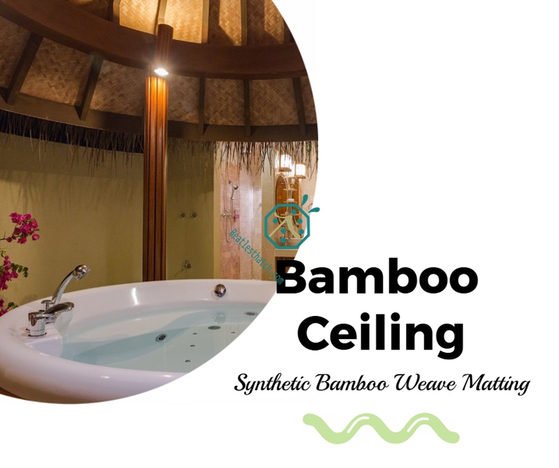 Tropical country resort hotel SPA ceiling decoration with artificial bamboo weaving panel