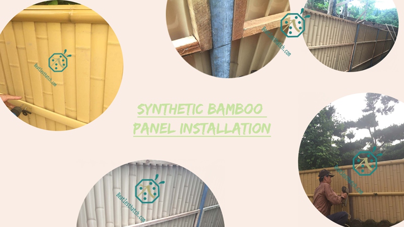Site construction photos of artificial bamboo fence panel Site construction photos of artificial bamboo fence panel