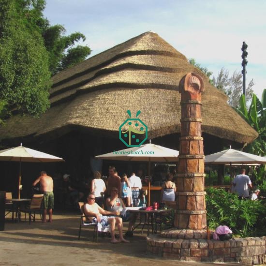 Synthetic gazebo thatch roof replacement and installation