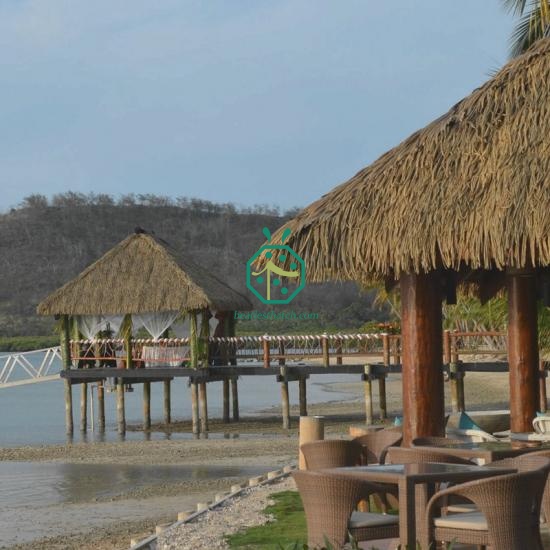 Faux palm roofing materials for beach bungalow decoration