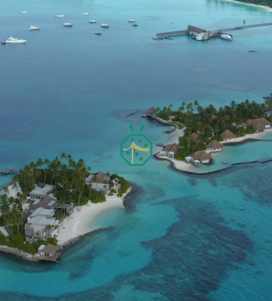 Island Water Villa Bungalow Edifícios com telhado de palha falso