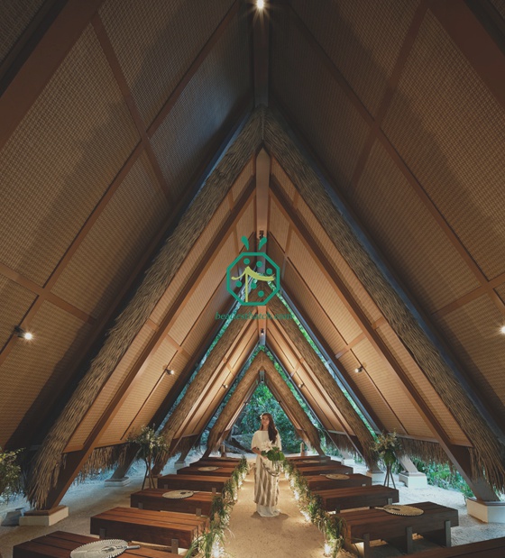 Projeto de teto de esteira de bambu artificial em El Nido, Palawan, Filipinas