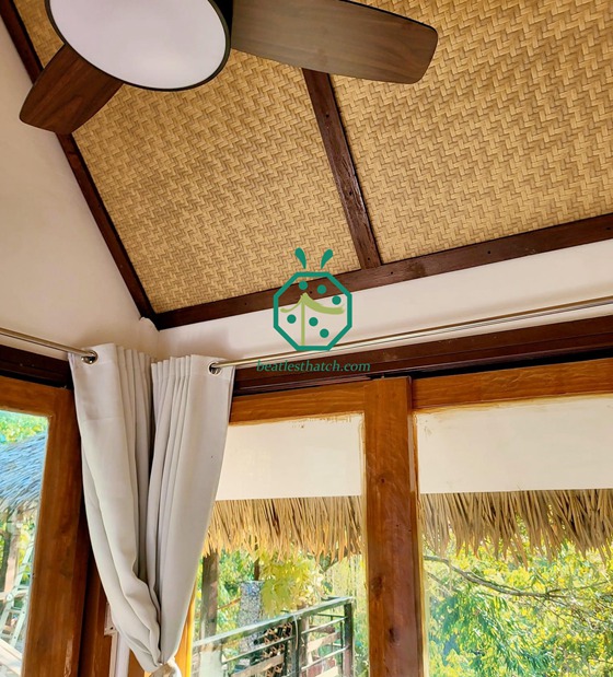 Painel de teto tecido de bambu para design de interiores moderno Bahay Kubo das Filipinas