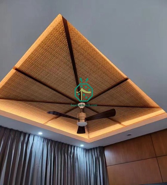 Painel tecido de bambu de plástico para renovação de teto doméstico